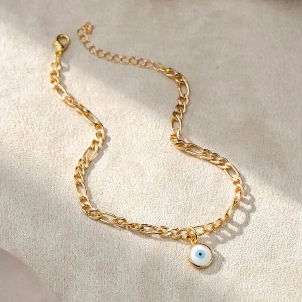 Gold Evil Eye Anklet R201 - Picture 2 of 3
